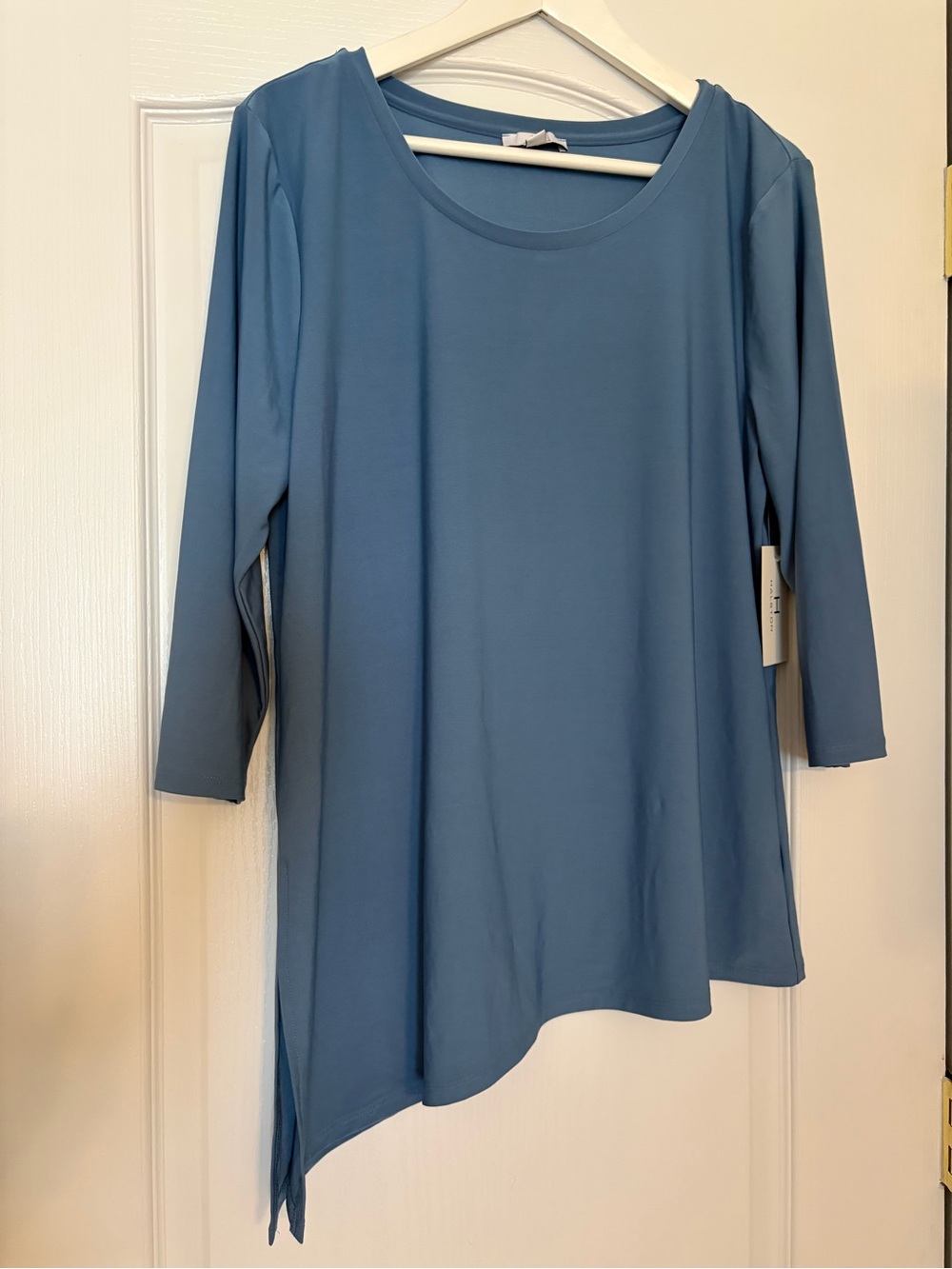 Halston Heritage Scoop Neck 3/4 Sleeve Top - Light Blue